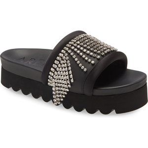 Area Crystal Fringe Platform Sandals